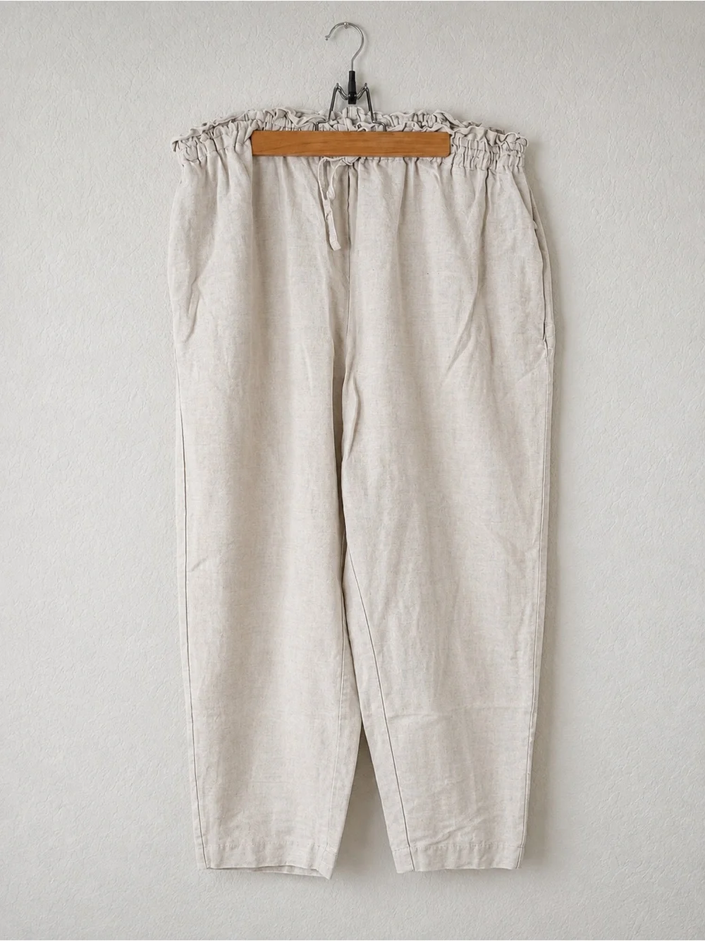 H&M Linen Blend Pull-On Pants Women’s XL Beige Elastic Waist Casual